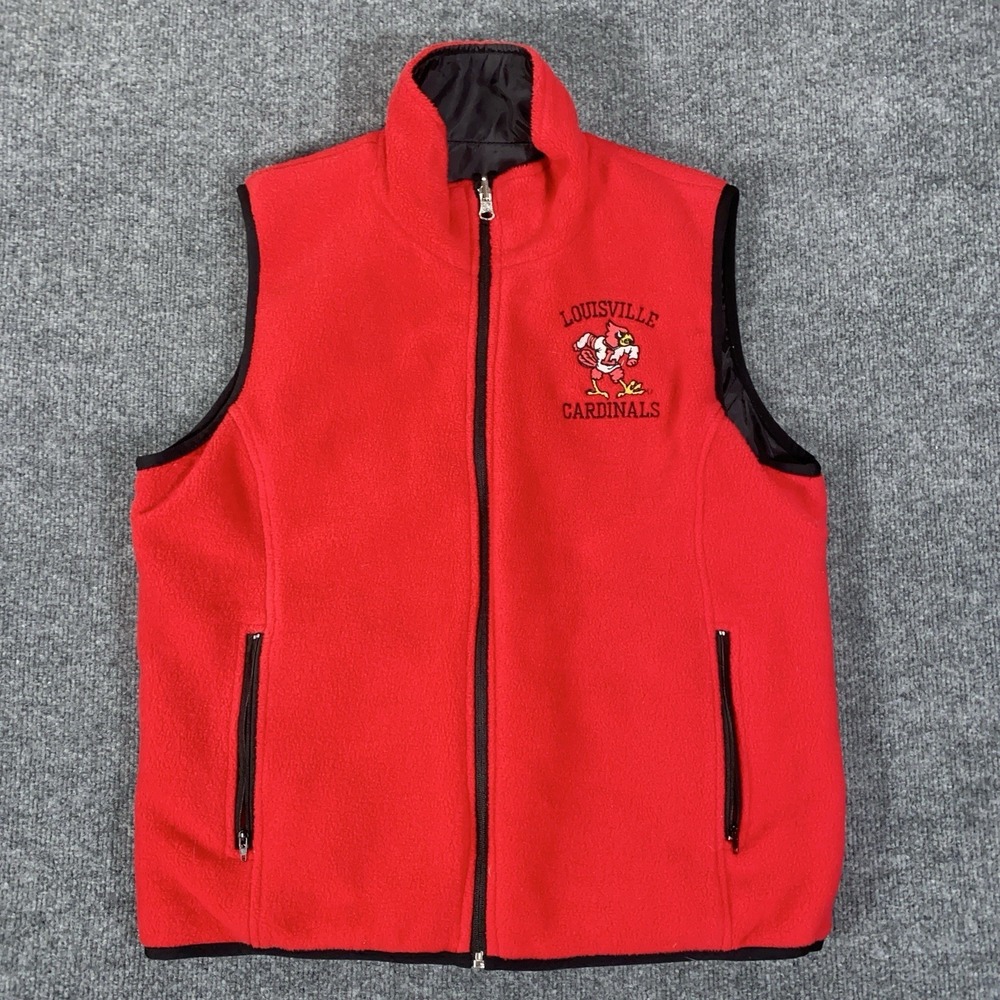 VTG Lavon Fleece Full Zip Vest Louisville Cardinals Y2K Men's M Red Russia Made